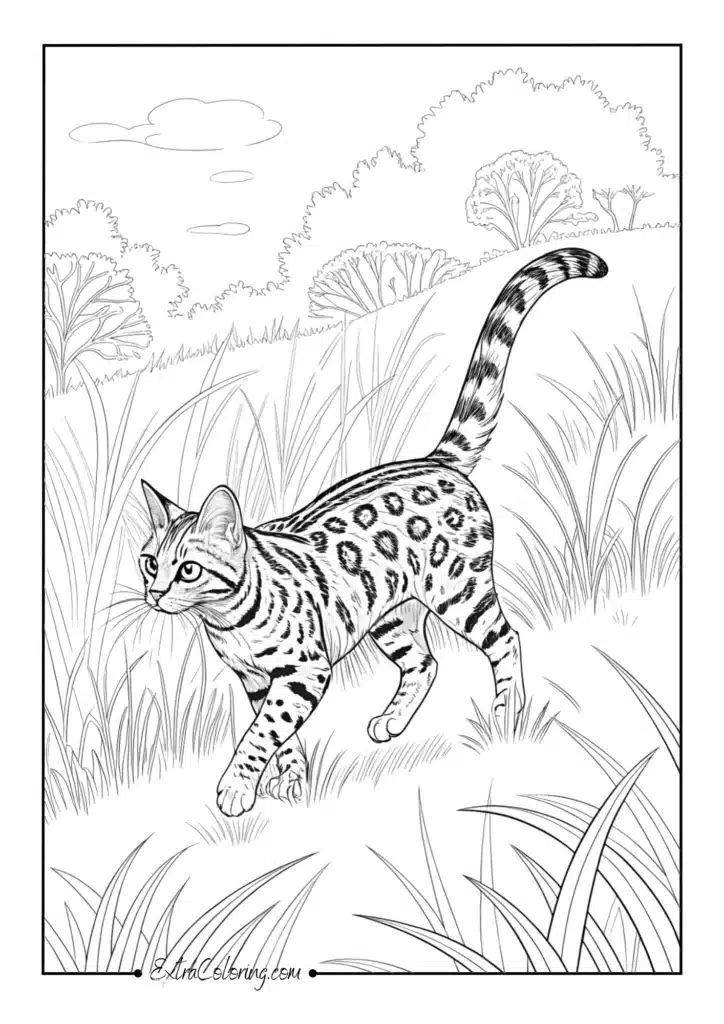 Bengal Walking in Grass
