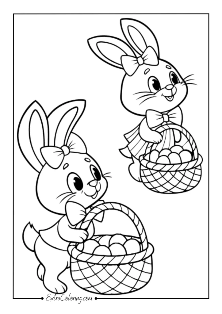 Bunnies with baskets and bows