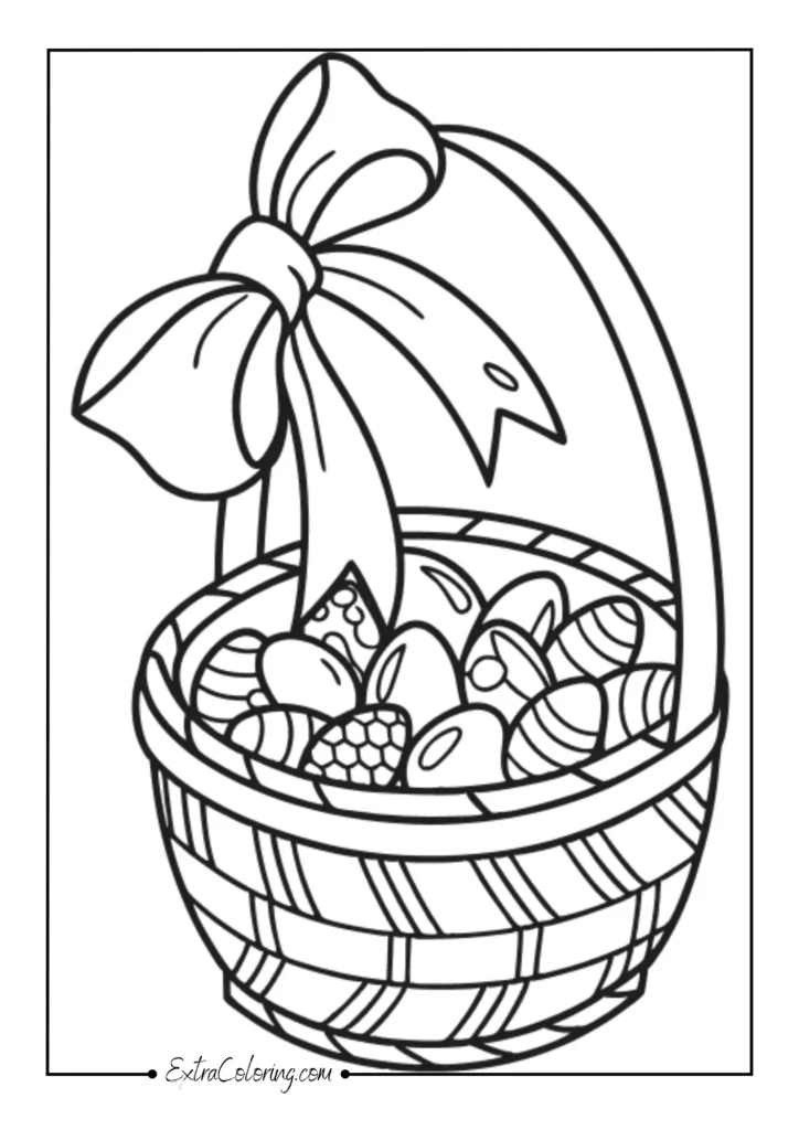 Candy-filled baskets tied with ribbons