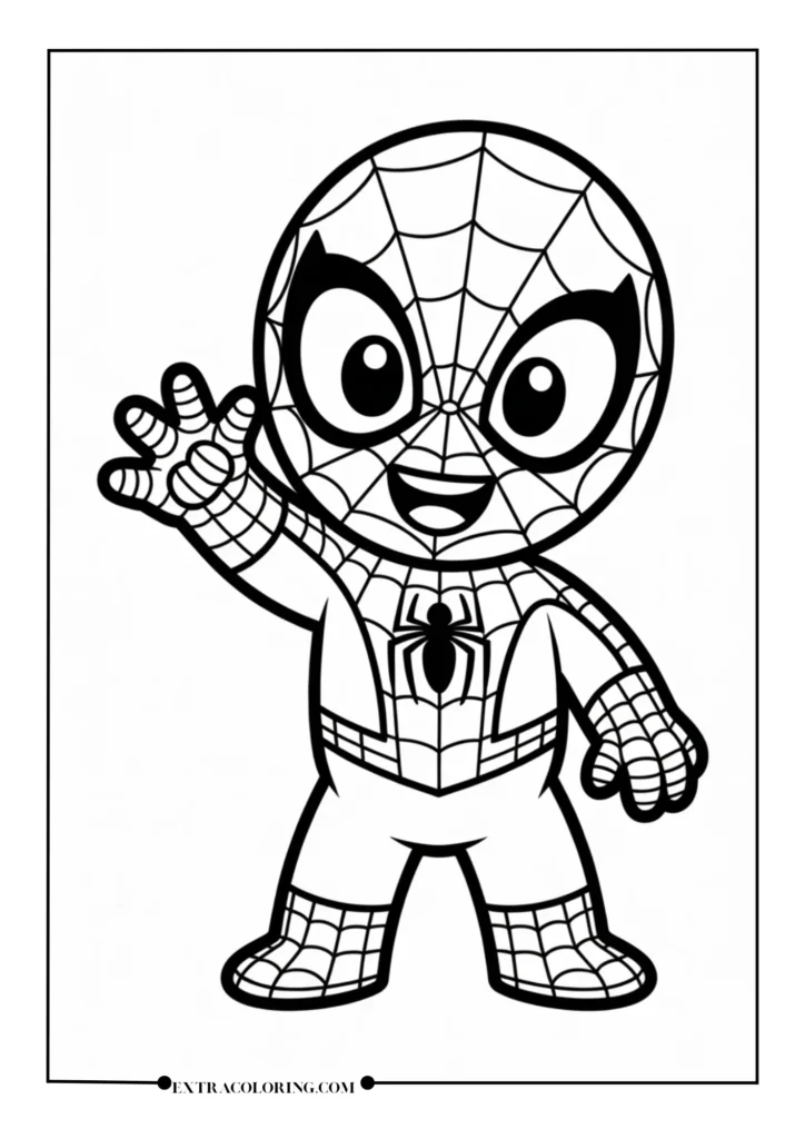 Cute Spider-Man Waving Hello with Big Eyes