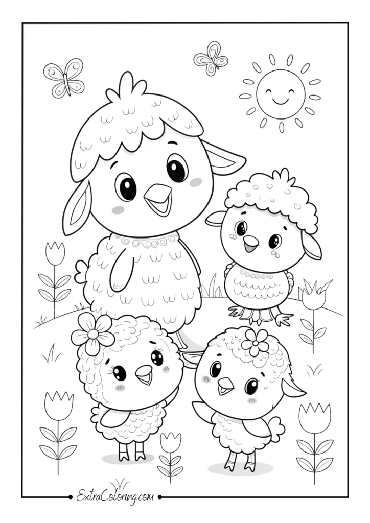 Happy chicks and lambs