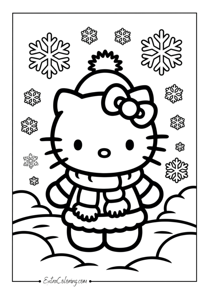 Hello Kitty in a cozy winter