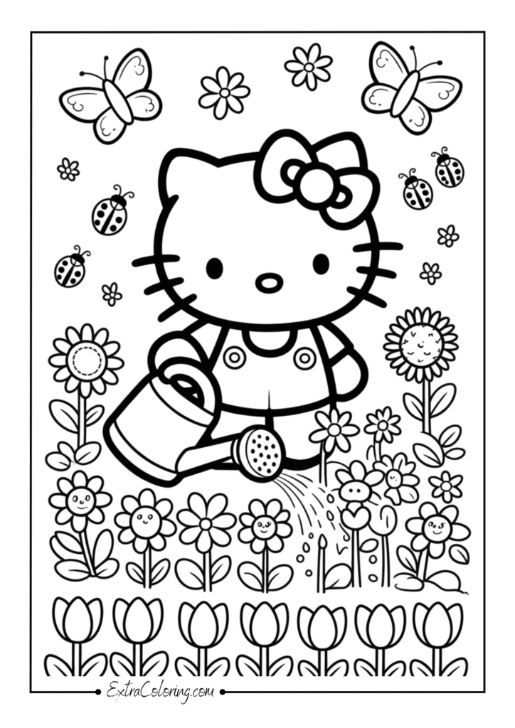 Hello Kitty in a garden