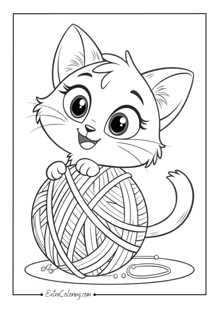 Kitten with Yarn Ball