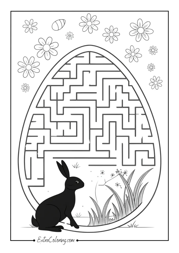 Maze puzzles shaped like eggs or bunnies