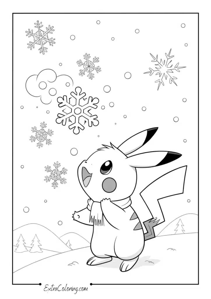 Pikachu with Snowflakes