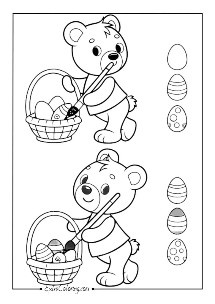 Teddy bears decorating eggs