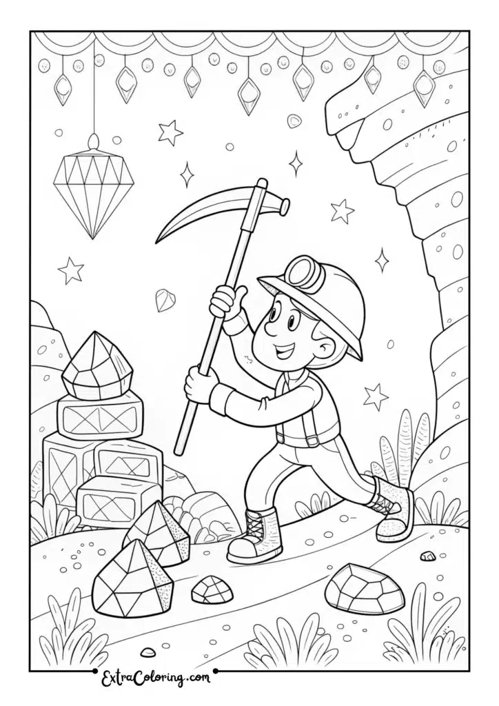 Player Mining Diamonds