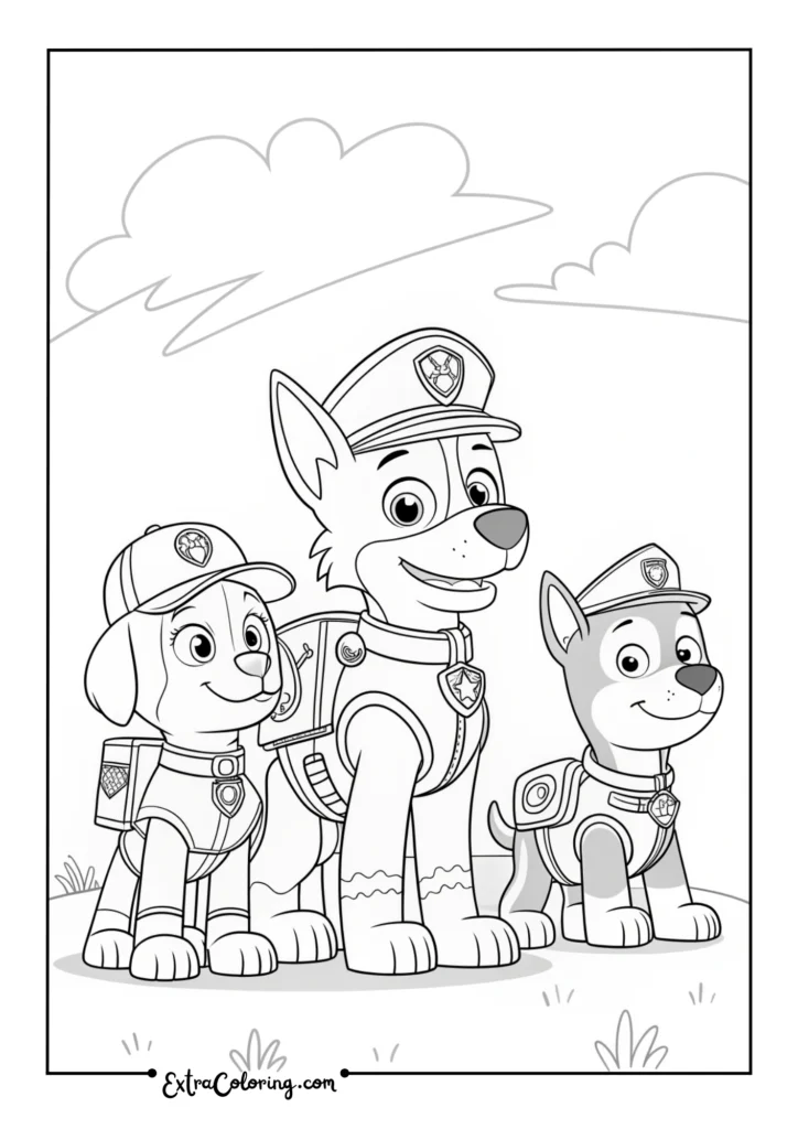 Group Shot of Chase, Marshall & Rubble