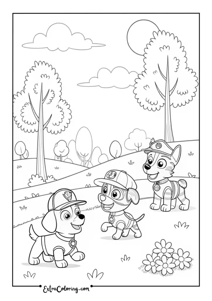 Pups Playing in Park