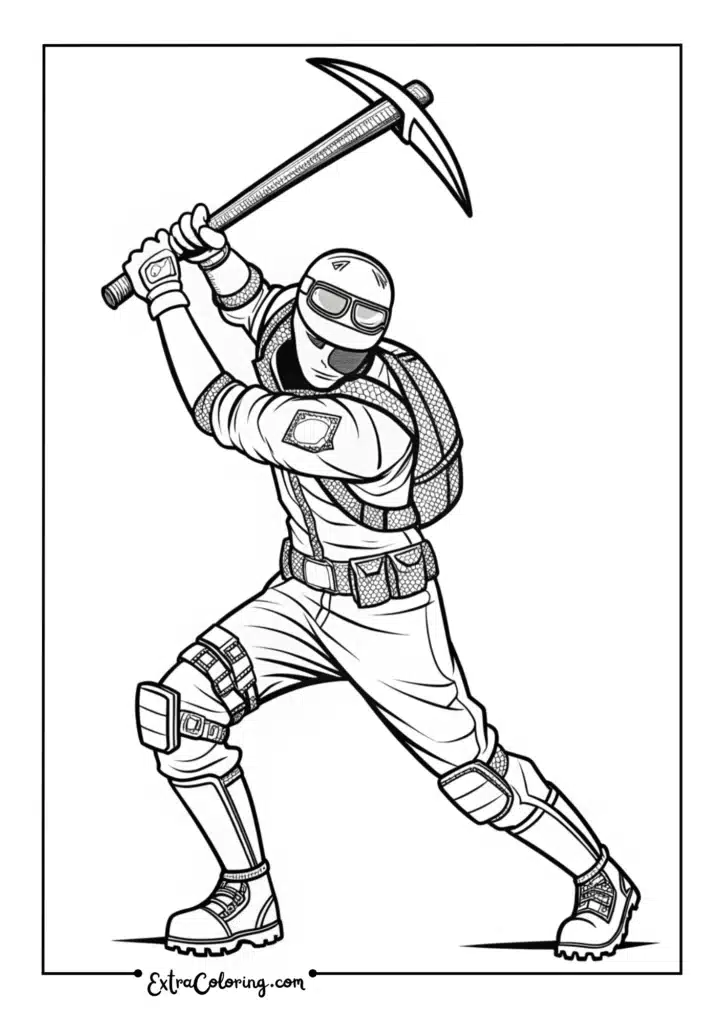 Pickaxe Swinging Action Pose